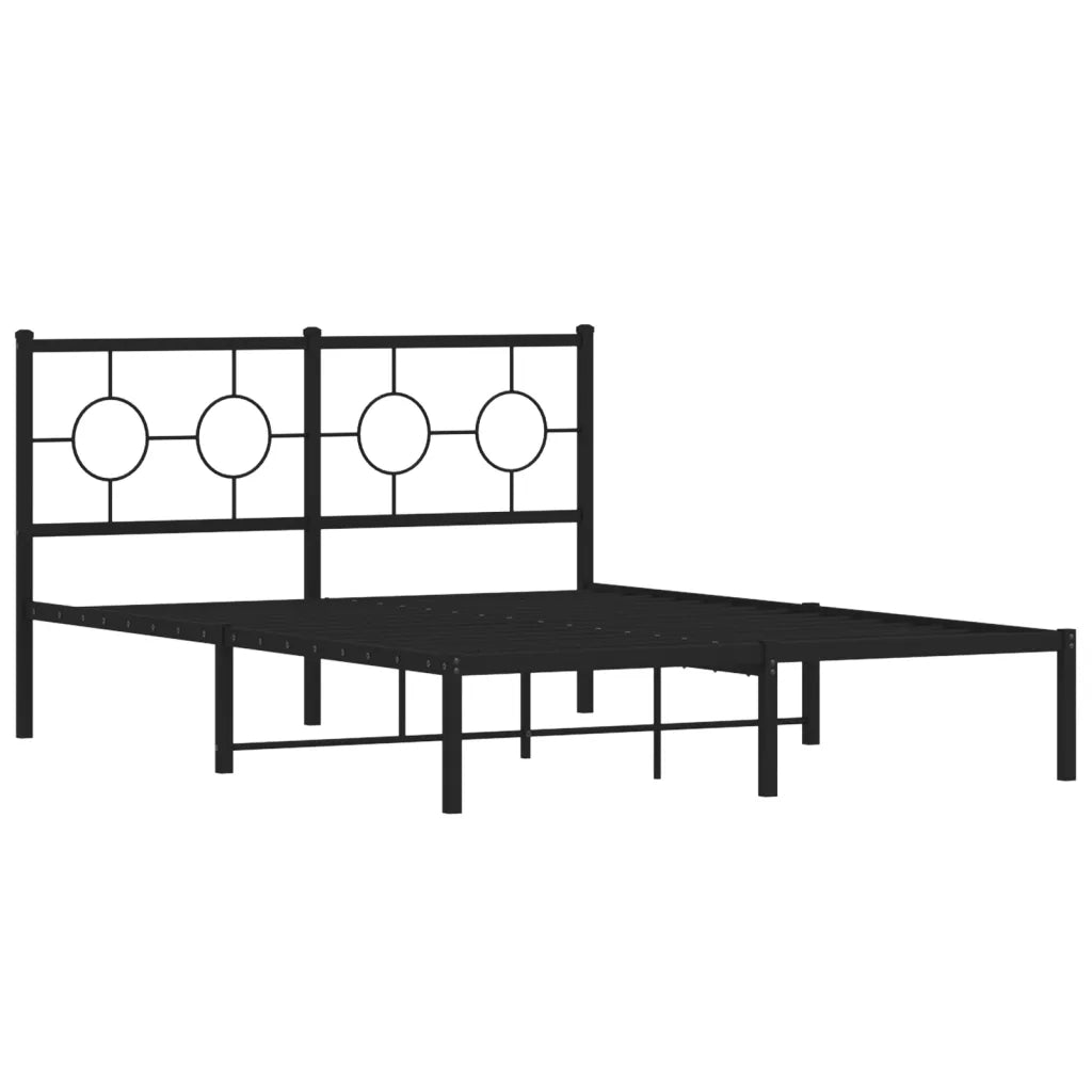 Letto matrimoniale | Letto per adulti | Giroletto con Testiera in Metallo Nero 135x190 cm