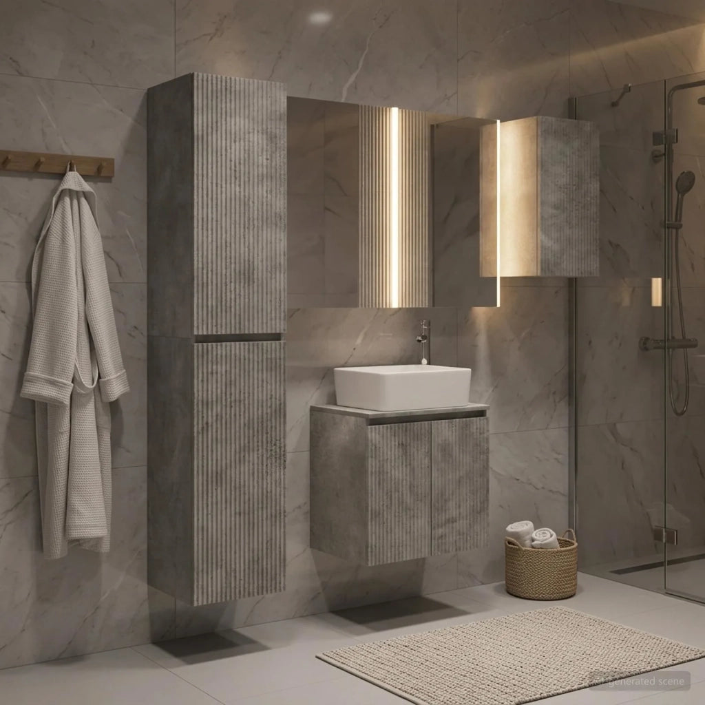 Set di Armadi da Bagno 5 pcs Grigio Cemento 53 x 15,5 x 70 cm 3407330