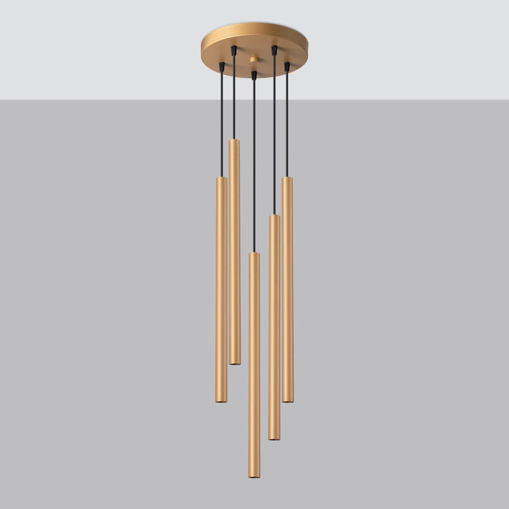 Lampadario rotondo Velino Pure Lume oro 5 luci G9