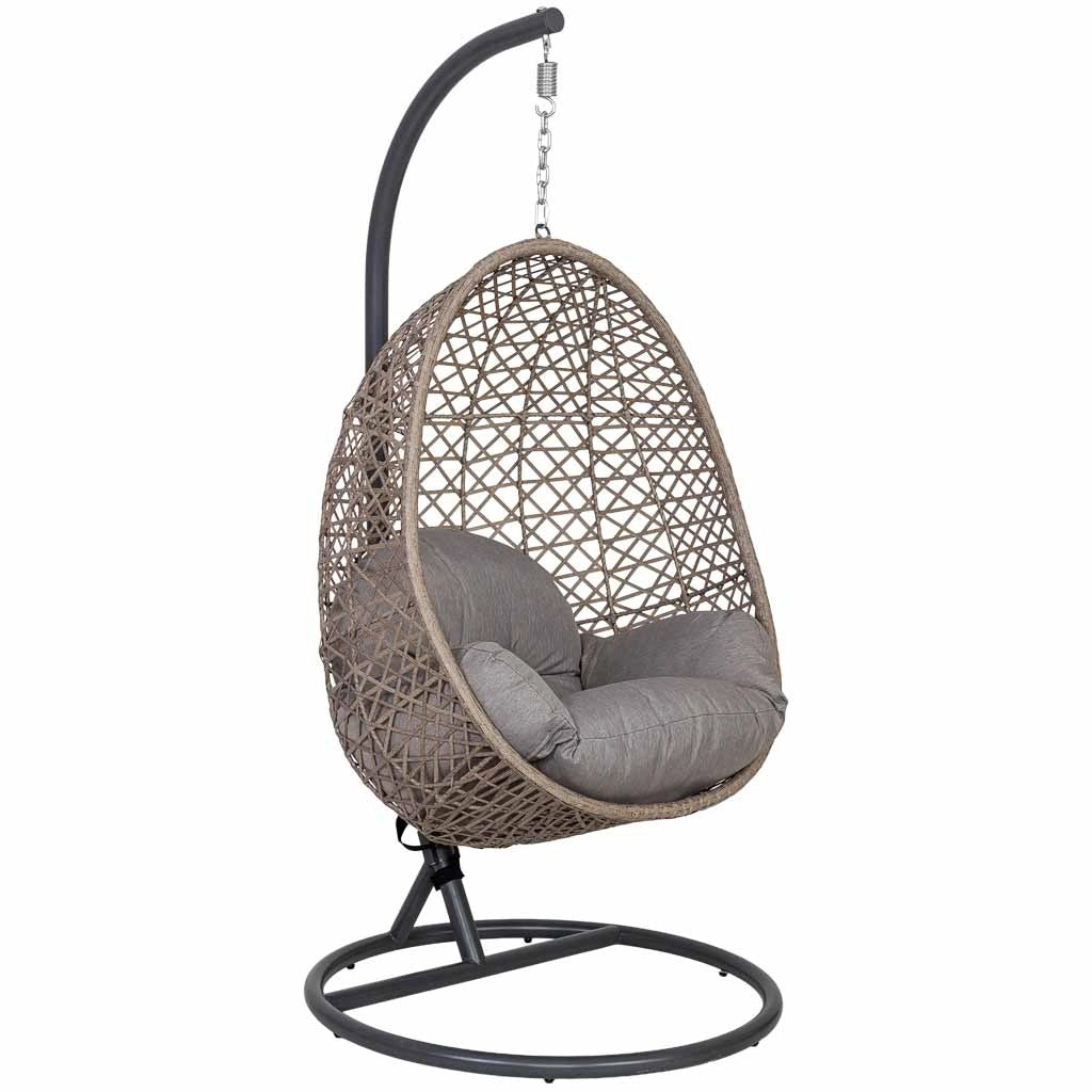 Poltrona sospesa alluminio con cuscino marrone D95x195 cm