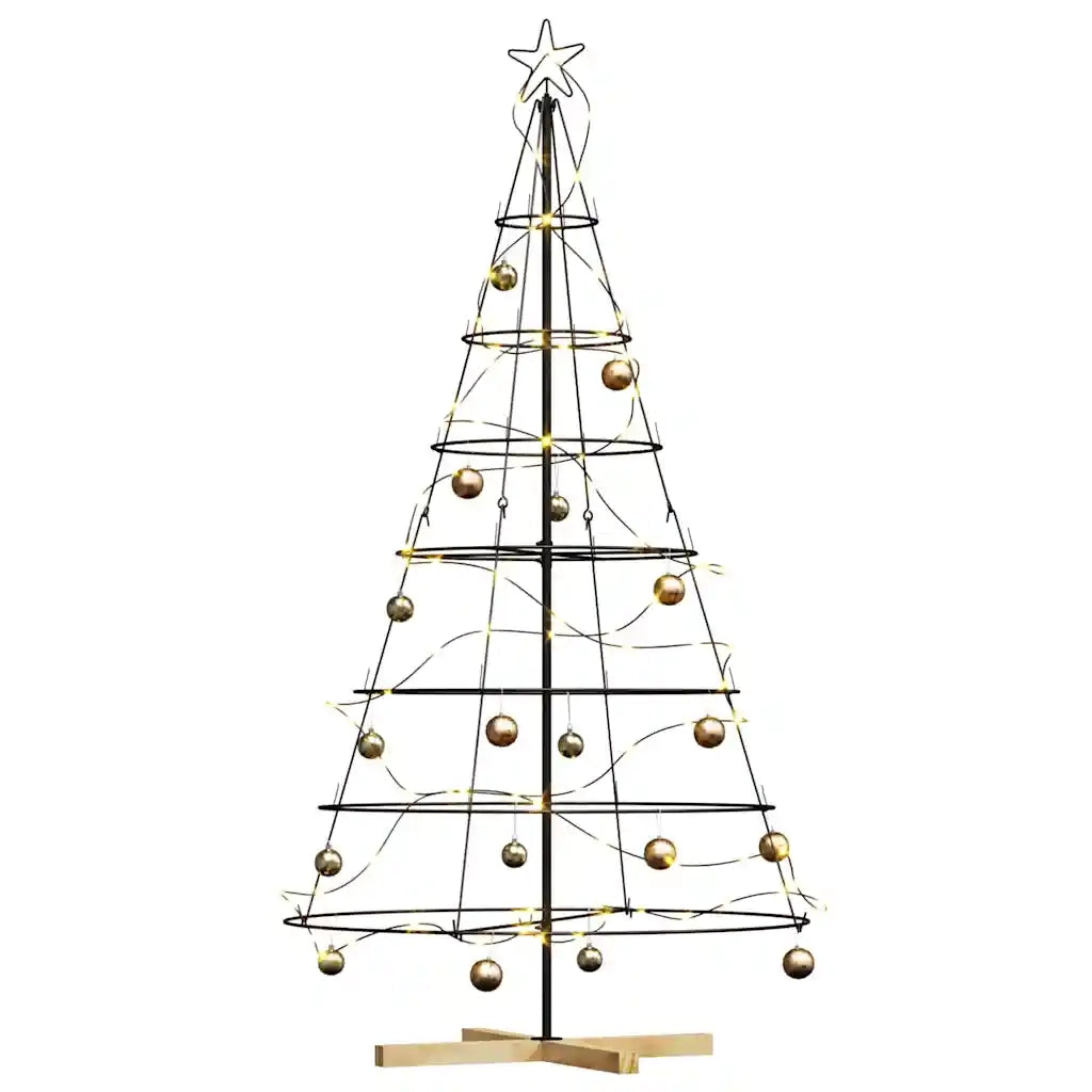 Albero a Cono di Natale con supporto Nero 180,5 cm Acciaio