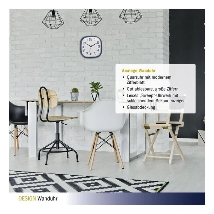 TFA-Dostmann 60.3053.06 wall/table clock Parete Quartz clock Quadrato Blu, Bianco