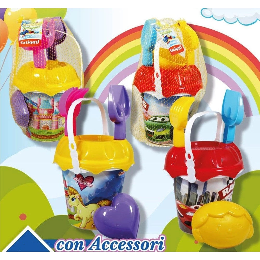 Trade Shop - Set Secchiello Da Spiaggia Con Accessori Giochi Mare Estate Varie Fantasie 452439 -
