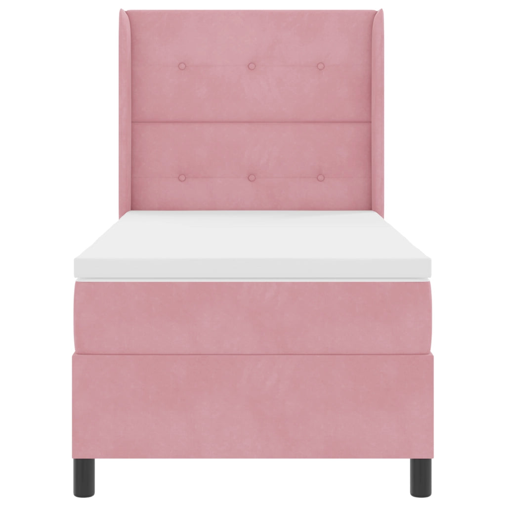 Letto a Molle  con Materasso e LED Rosa 90x190 cm Velluto