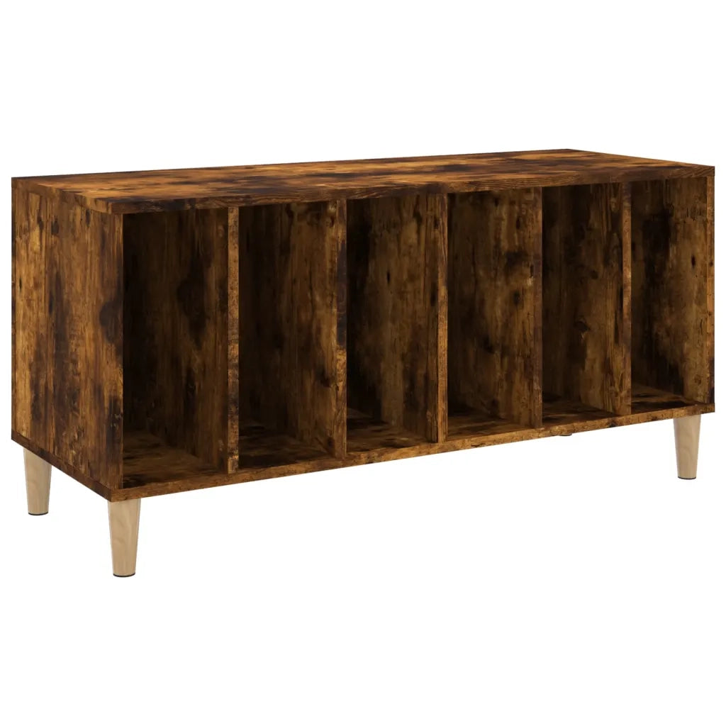 Mobile porta dischi classico ampia capacità 100 x 38 x 48 cm legno composito finitura rovere affumicato 02_0049219