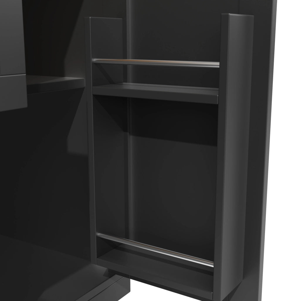 Carrello da cucina 140x40x93.5 cm con piano richiudibile e ruote in MDF nero