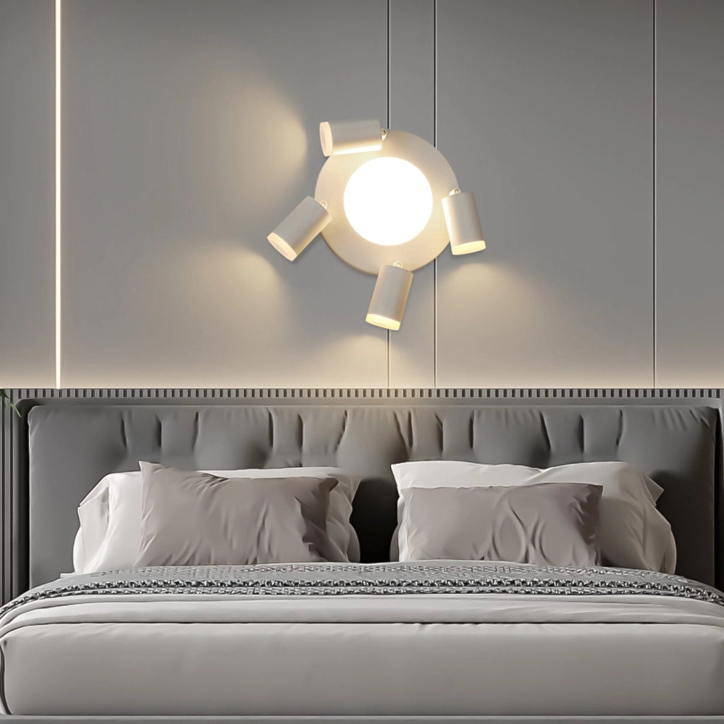 ZMH Faretto da soffitto 4 lampadine tonde 20W 3000K GU10 installazione semplice bianco caldo orientabile 350° moderno