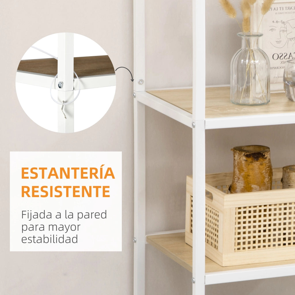 Libreria con Ripiani in Melamina e Struttura Metallo ¨C ZephMum ¨C 83x34x180 cm Robe e Bianco