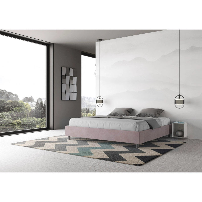 Letto imbottito Matrimoniale 180x200 cm Azelia - Senza rete,Glicine,Microfibra