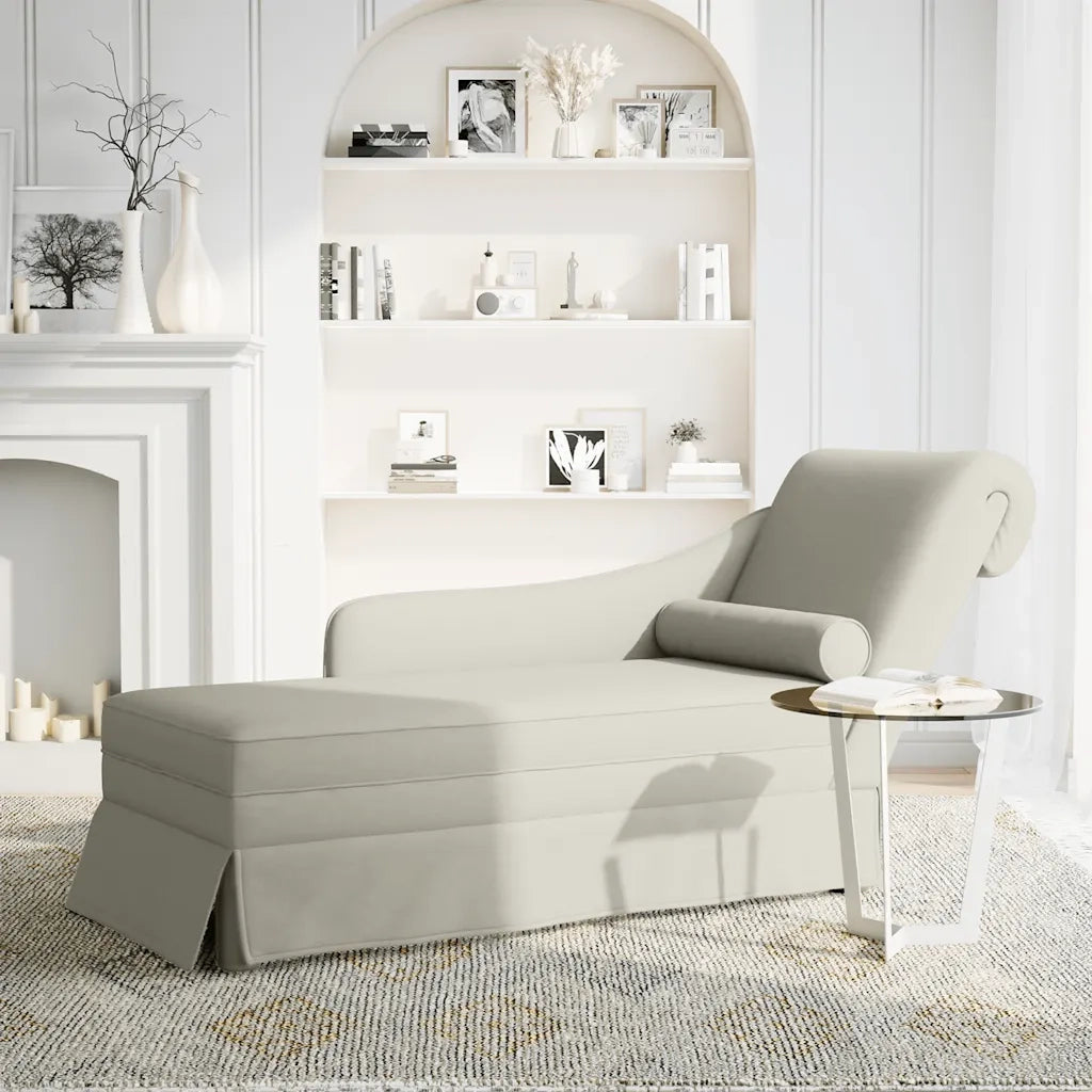 vidaXL Sdraio con Capezzale e Bracciolo Destro in Velluto Crema