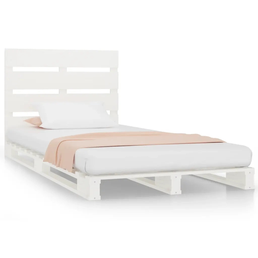 Letto singolo | Letto per adulti | Giroletto Bianco 90x190 cm Single in Legno Massello di Pino