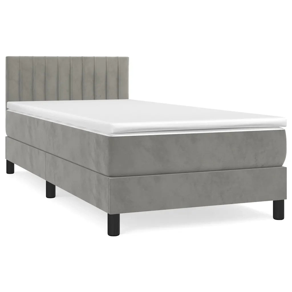 Giroletto a Molle con Materasso Grigio Chiaro 80x200 cm Velluto 3141389
