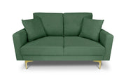 Divano 2 posti in tessuto vellutato verde abete piedi in metallo dorato - Chloe - DI2P-CH38FBC-PD