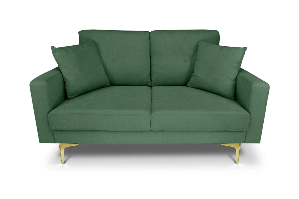 Divano 2 posti in tessuto vellutato verde abete piedi in metallo dorato - Chloe - DI2P-CH38FBC-PD