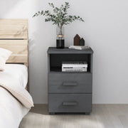 Comodino Grigio Scuro 40x35x62 cm in Legno Massello di Pino cod mxl 39771