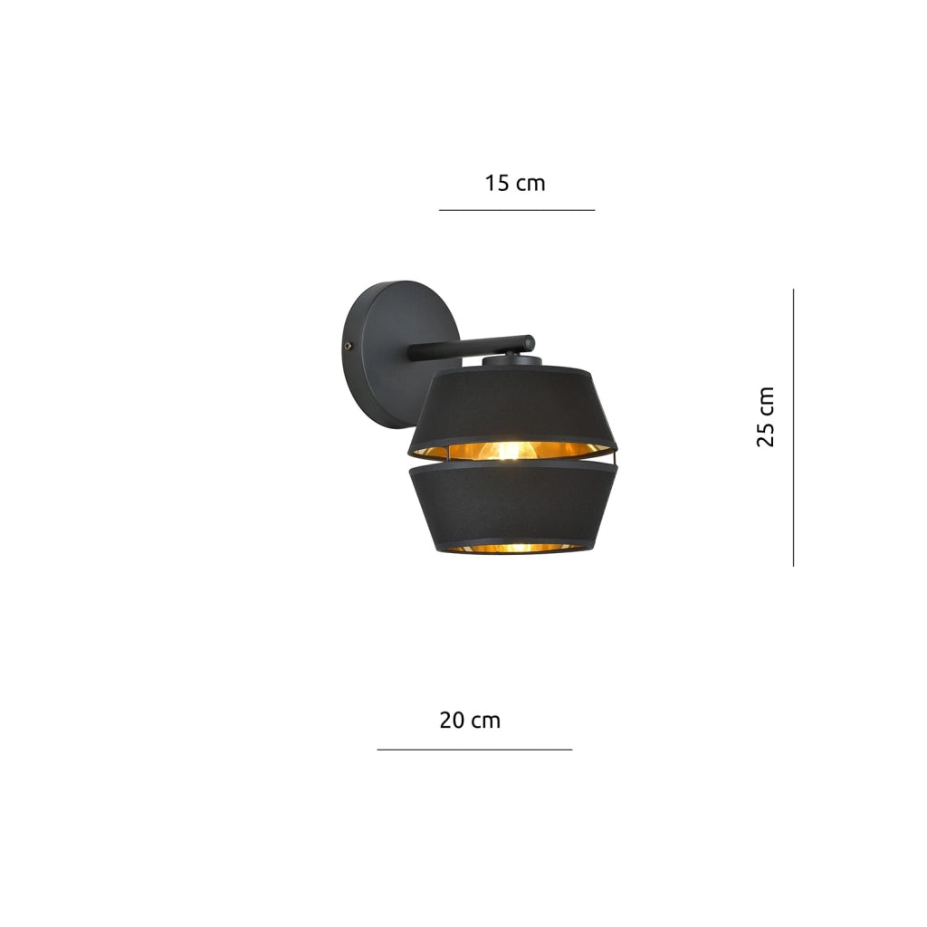 Applique Contemporanea 1 Luce Bellerofonte In Metallo Nero E Oro