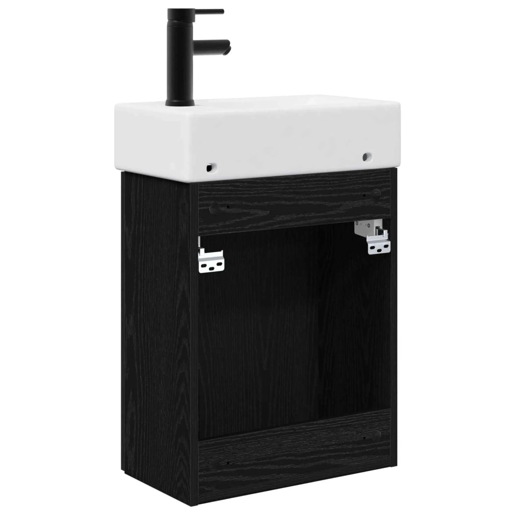 Mobile bagno con rubinetto Rovere Nero 45,5 x 22,5 x 84 cm 889434
