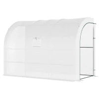 Serra da Giardino con Copertura in Plastica Anti-Raggi UV a 3 Piani con Porte Avvolgibili, Bianco