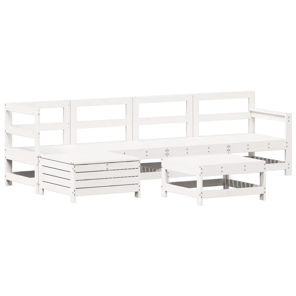 Set Divani da Giardino 6 pz Bianco in Legno Massello di Pino