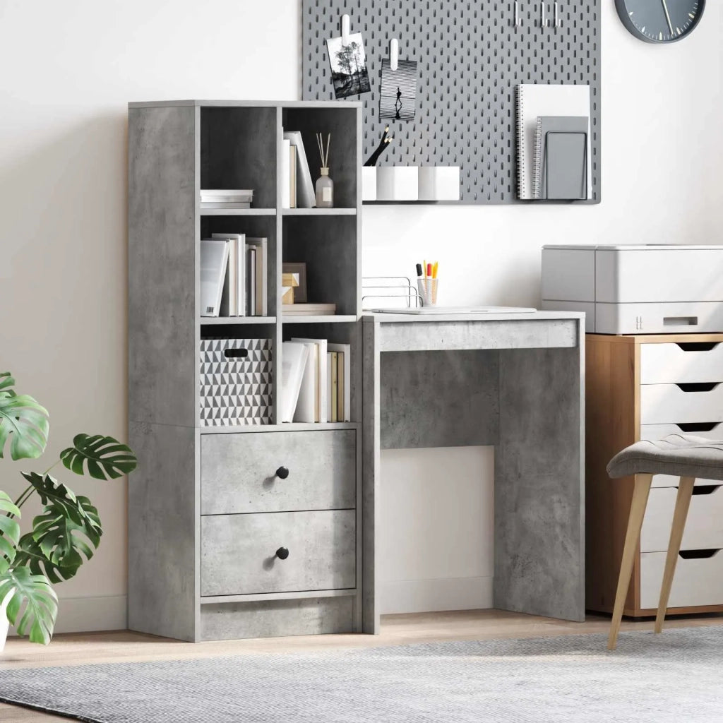 Scrivania con cassetto con lo scaffale 2 pcs Grigio cemento 3337300