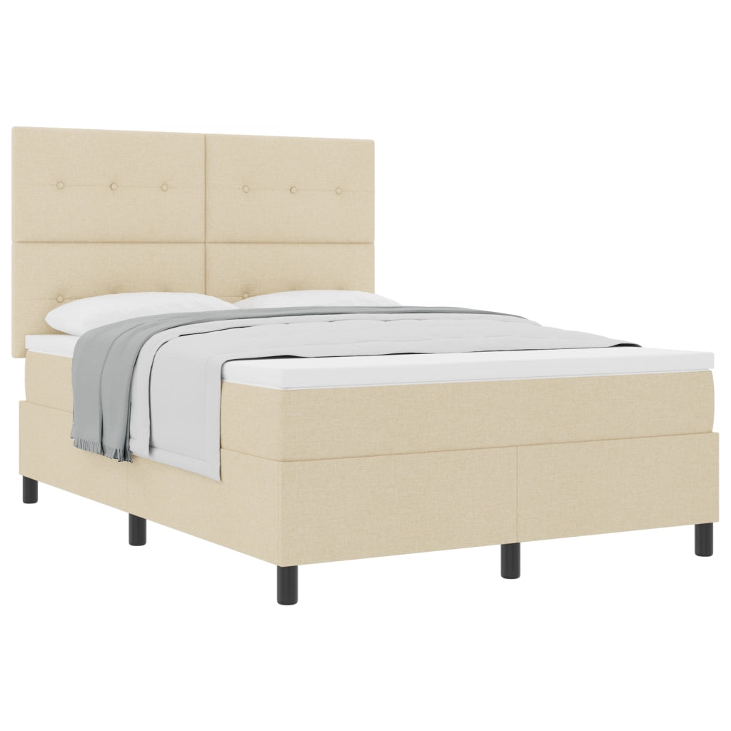 Letto con Box Spring Panna 140x200 cm Tessuto
