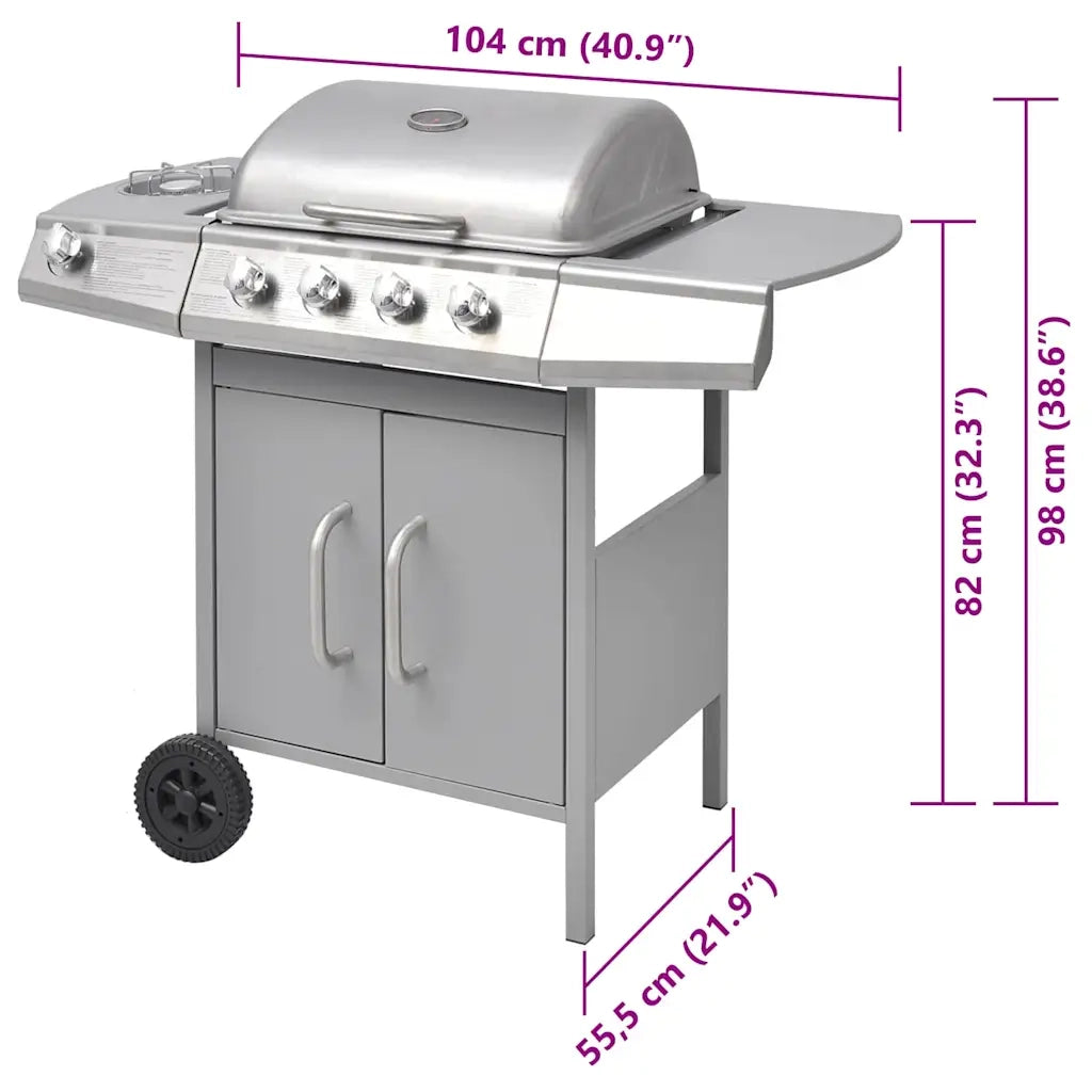 Griglia Barbecue a Gas 4+1 Fornelli Argento CFW8340888
