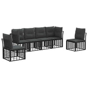 Set di divani da esterno | Set Salotto da Giardino Nero Poliestere