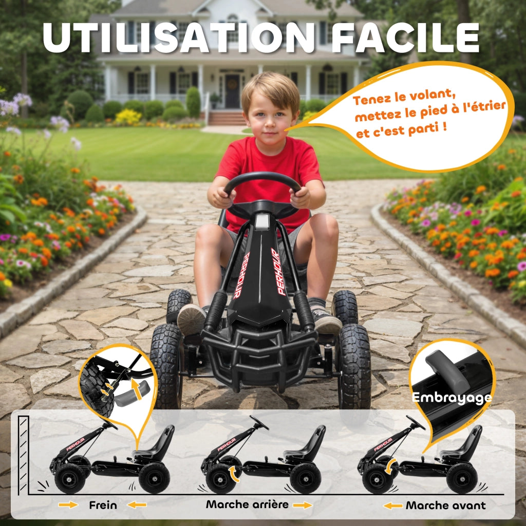 Go-Kart a Pedali per Bambini ¨C Zephmum ¨C Nero 110x61x62 cm