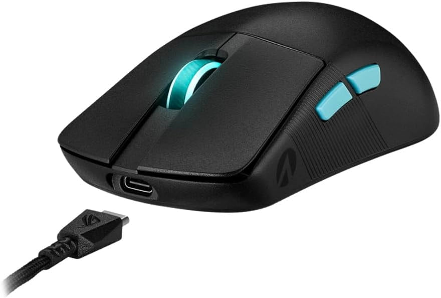 ROG Harpe Ace Aim Lab Edition Mouse Gaming, Super Leggero, 36000 dpi, Wireless 2.4 GHz, Bluetooth, Bassa Latenza, USB, Batteria a Lunga Durata, Illuminazione RGB Aura Sync, Bianco