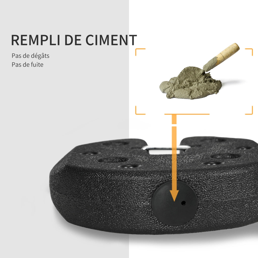 Set 4 Pesi Zavorra Circolari per Gazebo Tendone con Picchetti Rinforzo e Corda Trasporto HDPE ¨C Xylo