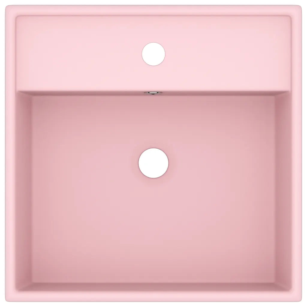 Lavabo Troppopieno Quadrato Rosa Opaco 41x41cm Ceramica 146944