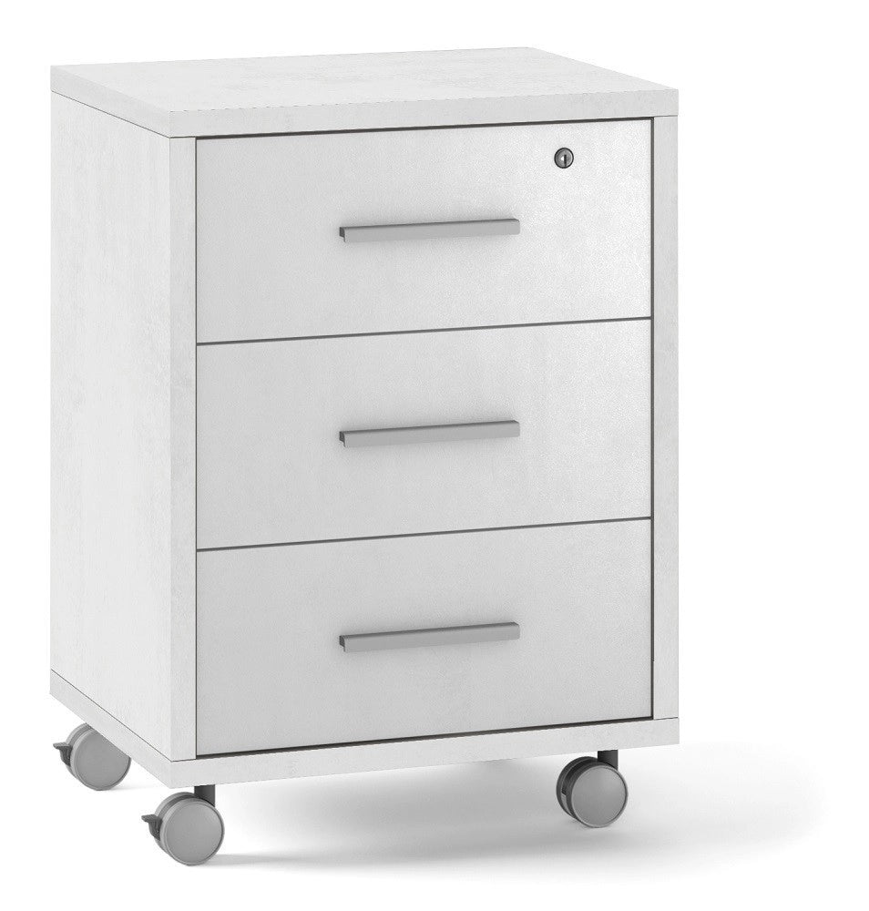 MOBILE CASSETTIERA 3 CASSETTI SU RUOTE H71 L51 P41 Cm FINITURA BIANCO OSSIDO SARMOG Db733