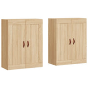 Set di 2 pratici e decorativi pensili da parete con ampio spazio contenitivo 69,5 x 34 x 90 cm realizzati in legno composito di rovere Sonoma 02_0055462