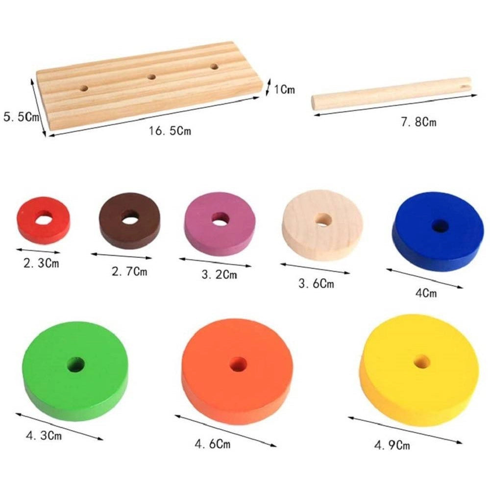 Trade Shop - Set Di Puzzle Legno Anello Colorato Torre Giocattoli Educativi Sviluppo Bambini -