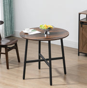 Tavolo da pranzo rotondo ?80 cm in legno multistrato e metallo; marrone