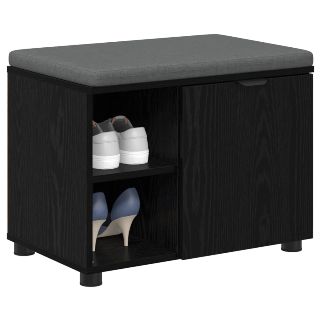 Panca per ingresso con cuscino-Sgabello-Panca da Corridoio Rovere Nero 60 x 38 x 46 cm 331765