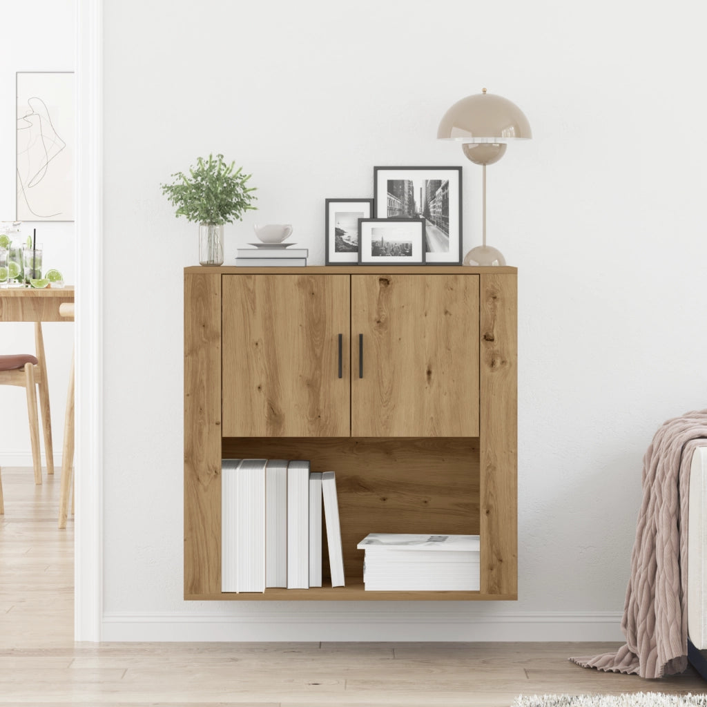 Mobile da Parete Rovere Artigianale 80x33x80 cm Legno Ingegnerizzato