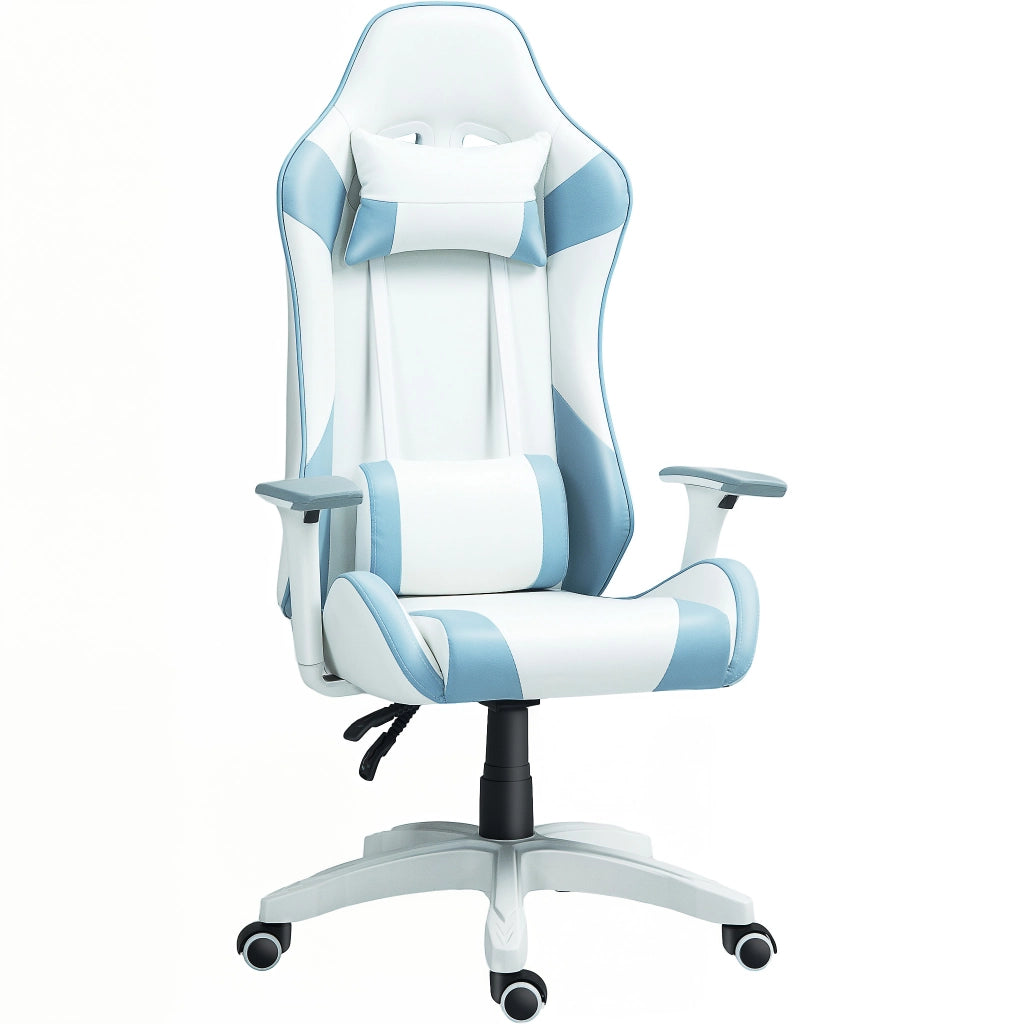Sedia Gaming con Schienale e Braccioli Regolabili ¨C zephmum ¨C Blu 67x60x120-128 cm