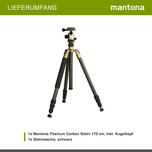 Mantona Titanium Carbon Treppiede, 170 cm