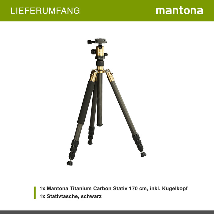 Mantona Titanium Carbon Treppiede, 170 cm