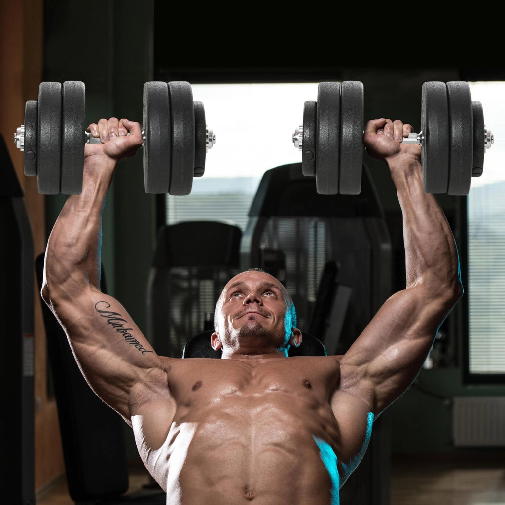 EasyComfort Set Manubri Palestra 50kg (8x5kg, 4x1.5kg), Pesi Palestra con 12 Dischi da 1.5kg, 5kg, Փ25mm, per Allenamento a Casa