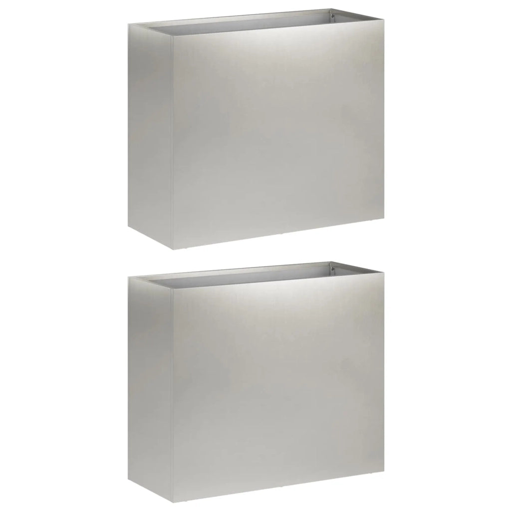Vaso da giardino 2 pz Argento 50 x 20 x 40 cm Acciaio Inox 8005451