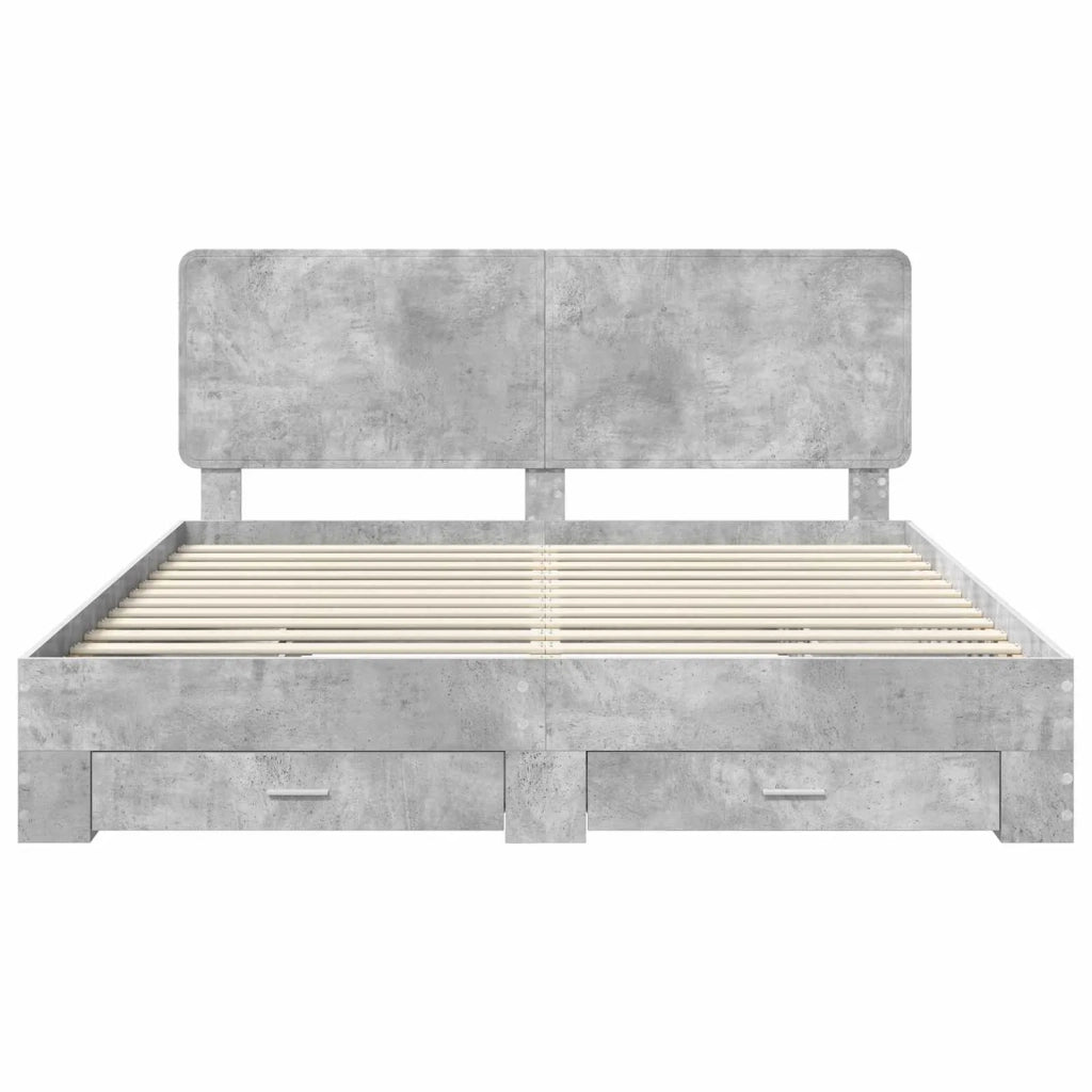 Struttura del letto con testiera Grigio cemento 200 x 200 cm