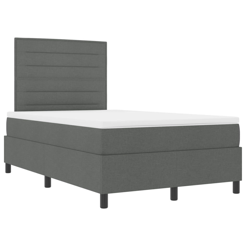 Letto a Molle con Materasso e Luce LED Grigio Scuro 120x190 cm Tessuto
