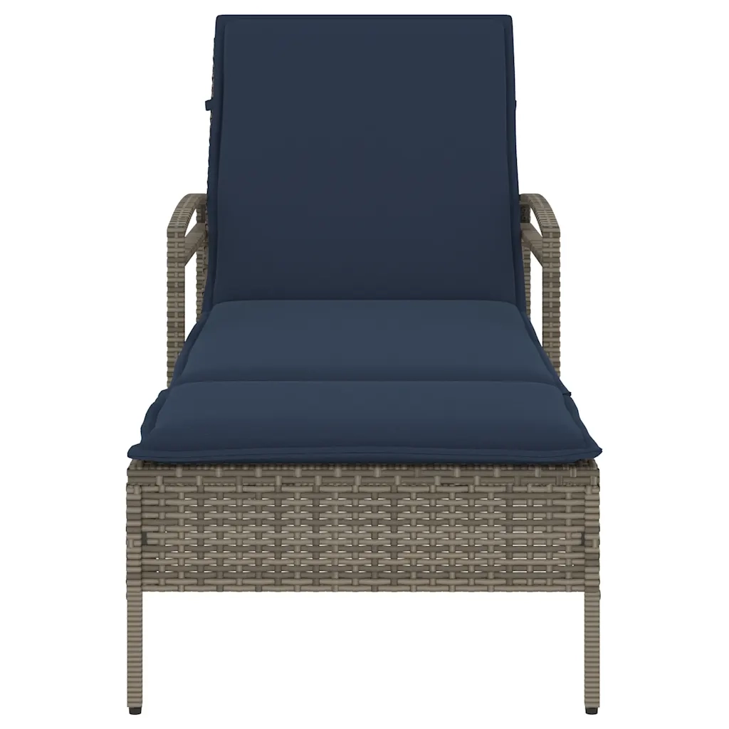 | Lettino da sole | con cuscino Grigio 63 x 200 x 81 cm polyrattan 368305