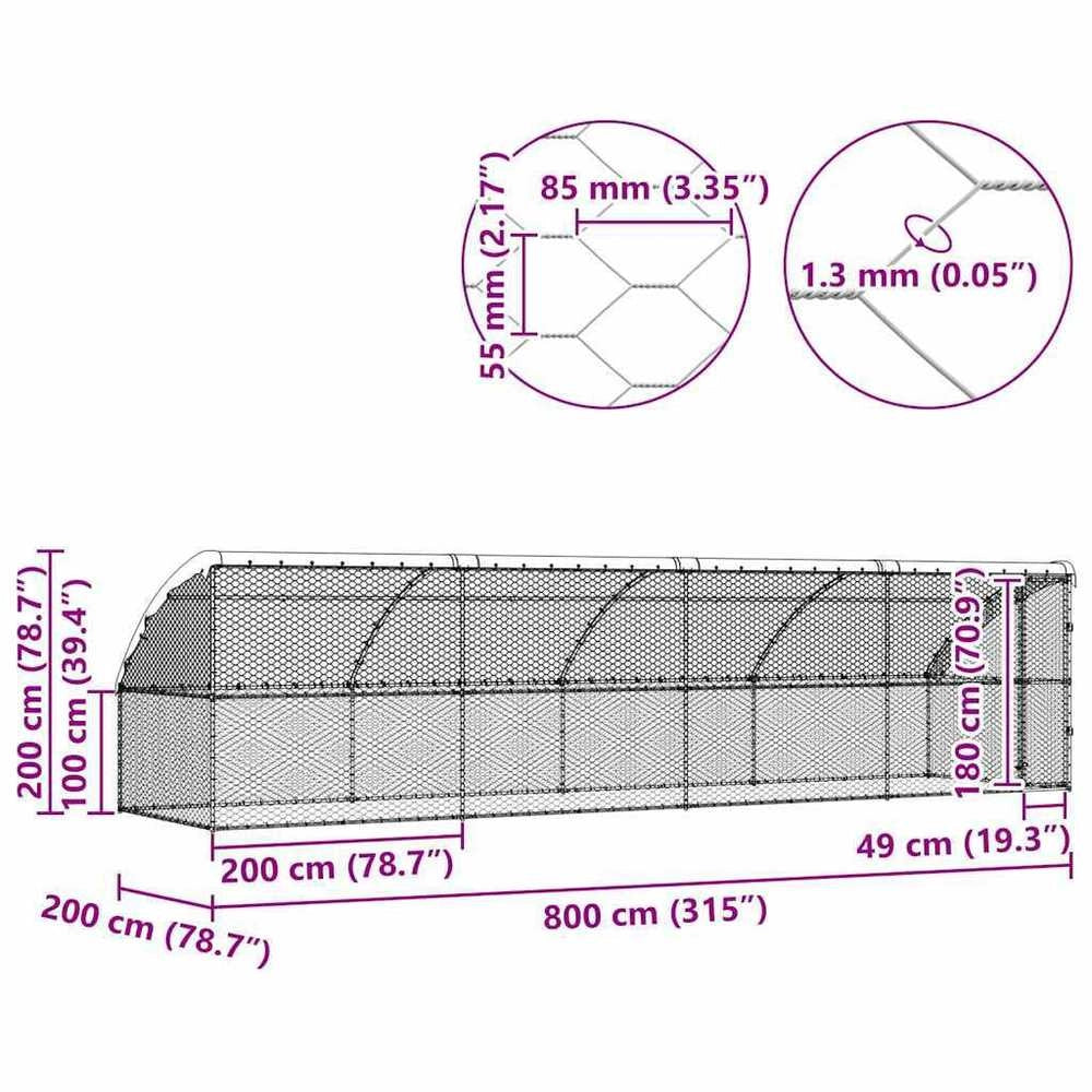 Cuccia Per Cani 4 Pz Argento 8 X 2 X 2 M Acciaio Zincato