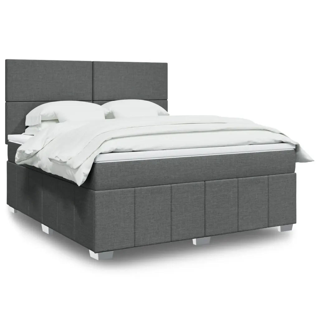 Giroletto a Molle con Materasso Grigio Scuro 180x200 cm Tessuto 3291741
