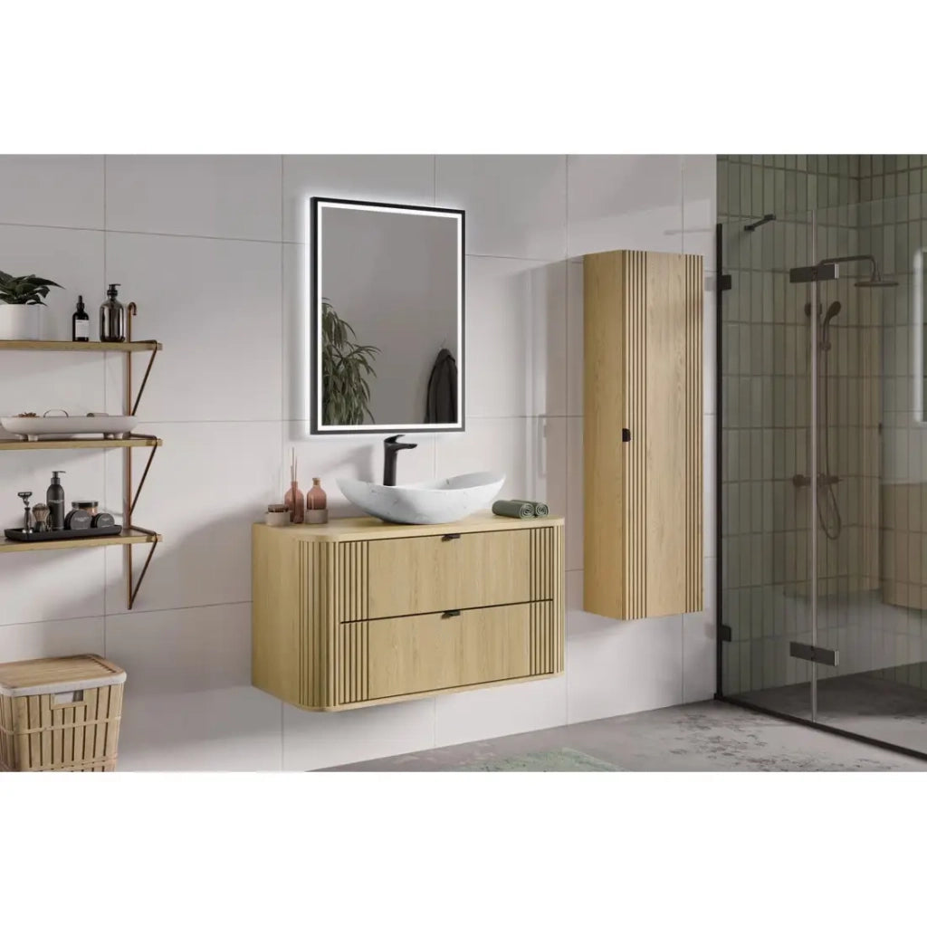 Set da bagno KORI : mobile sottolavabo 100cm + piano lavabo