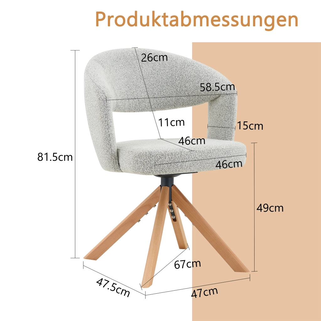 SEDIA girevole 2 pezzi 81,5 cm Tessuto grigio chiaro e legno massello