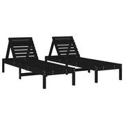 Lettini Prendisole 2 pz | Sdraio da giardino | Lettino da sole Neri 199,5x60x74 cm Legno Massello Pino